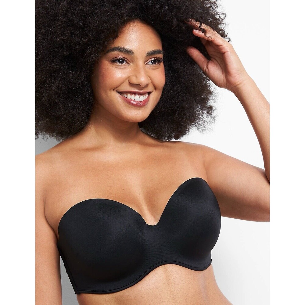 Cacique Smooth Boost Strapless Black Underwire Lane Bryant Bra Size 40DD EUC